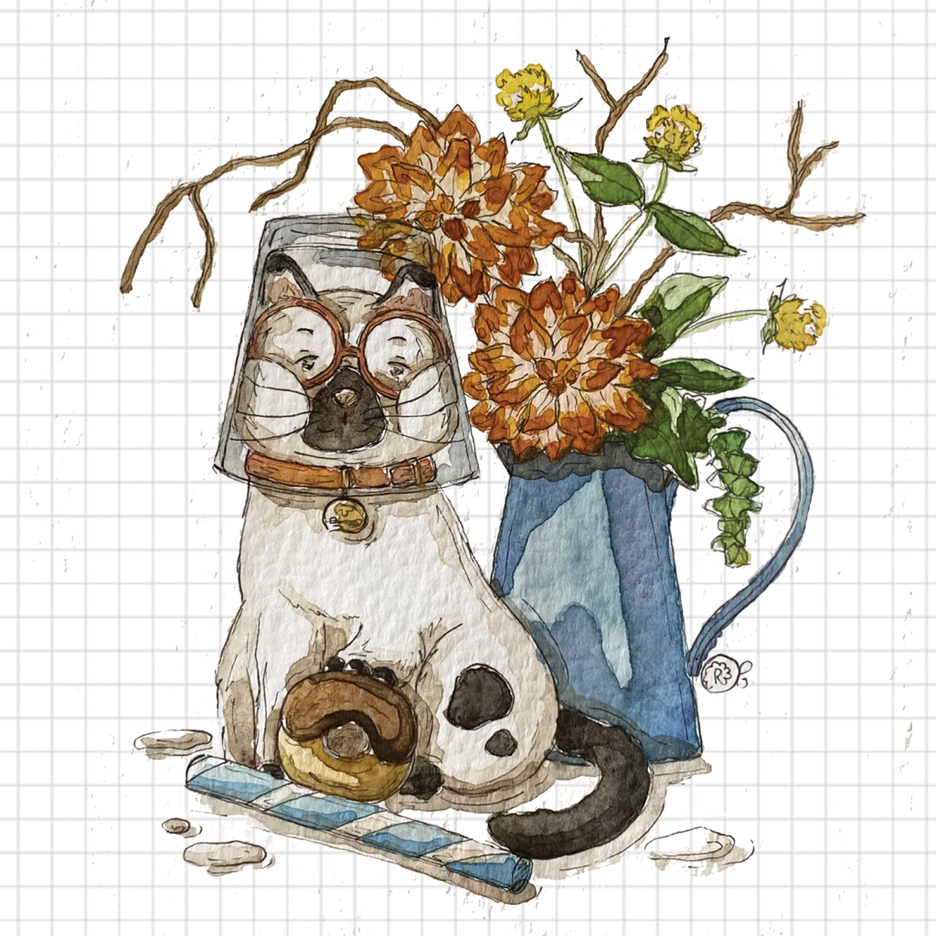 Gatto e latte illustrazione