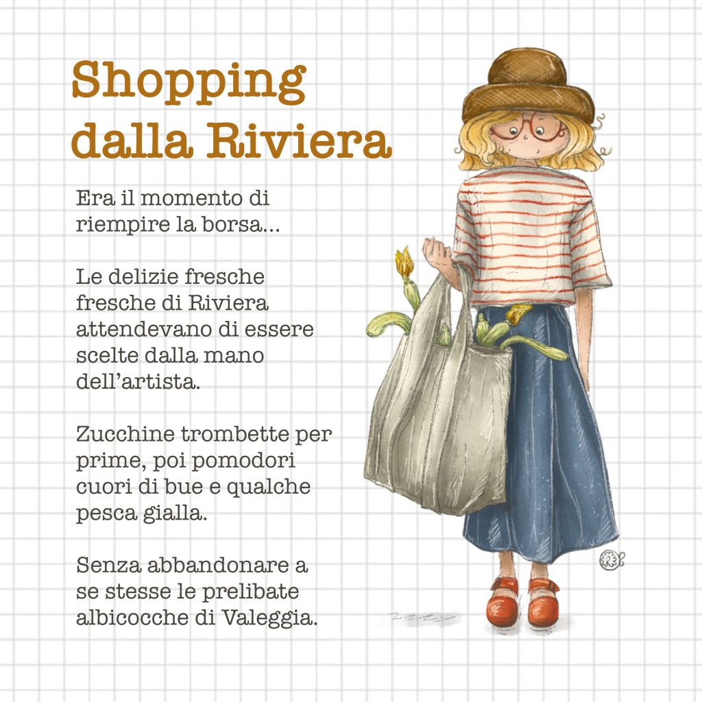 zucchine trombette shopping illustrazione