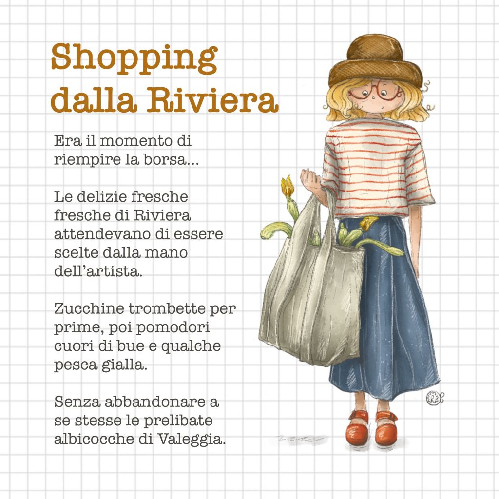 zucchine trombette shopping illustrazione
